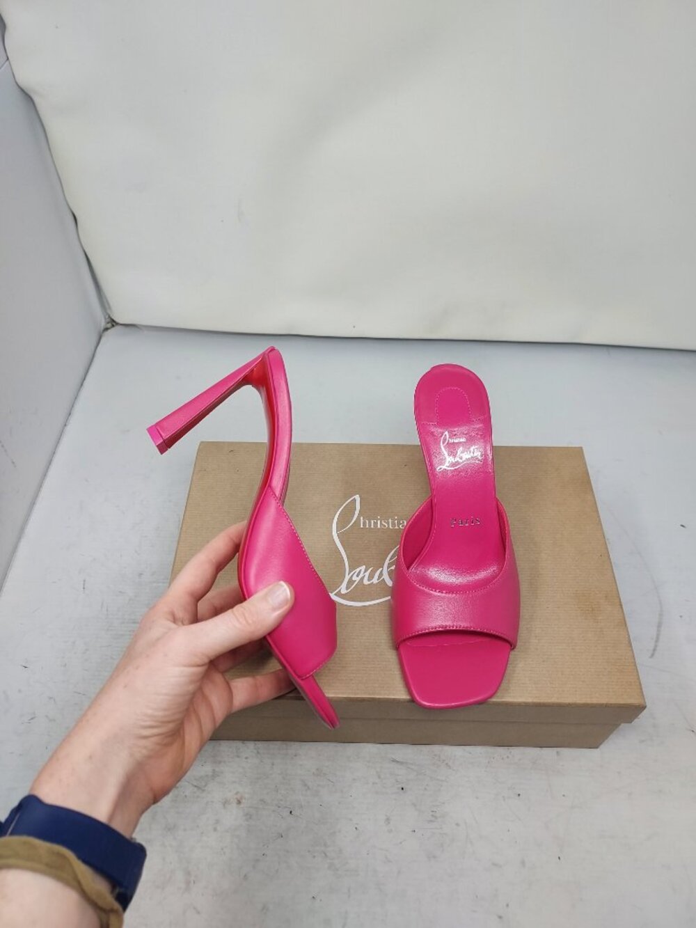 Christian Louboutin Pink Condora Leather Heel Sandal